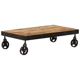 BaraSh Table Basse avec roulettes Bois de manguier Massif 100x60x26 cm,Table Basse,Table Basse Salon,Tables Basses De Salon,