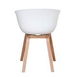 BenyLed Lot de 4 Chaises de Salle à Manger Scandinave Design Rétro Chaise D'appoint avec Pieds en Bois de Chêne et Assise en Polypropylène (Blanc)