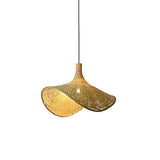 TYBERRY Lampe à suspension en forme de feuille d'éventail de style japonais, lustre en rotin E27, suspension tissée en bambou naturel et en rotin, luminaire décoratif de salle à manger de salon Tatami