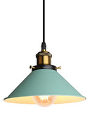 iDEGU Lustre Rétro Suspension Luminaire Vintage 22CM Métal Plafonnier Abat-jour Industriel E27 Lampe de Plafond pour Salon Cuisine Chambre Restaurant (Vert - 1 Lampe)