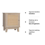 HOMCOM Table de Chevet Table de Nuit en cannage Style bohème avec 1 Placard 48 x 40 x 58 cm - Bois Naturel