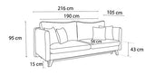 Bobochic TRIPLO Canapé 3 Places Convertible Gris Clair, 216 x 105 x 76 cm