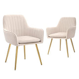 CangLong Furniture Lot de 2 fauteuils Modernes pour Salon et Salle à Manger avec Pieds en métal Noir, Beige