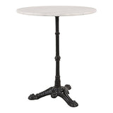 GM-Milte Table de jardin Table bistro en marbre Blanc, Pied en fonte Ø 60 cm