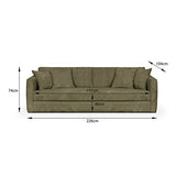 HOMIFAB Canapé 4 Places avec 4 Coussins déco en Velours côtelé Vert Kaki - Denver