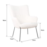 Happy Garden Fauteuil EIRA, en Tissu Bouclette écru, Effet Peau de Mouton, piétement en métal