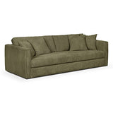 HOMIFAB Canapé 4 Places avec 4 Coussins déco en Velours côtelé Vert Kaki - Denver