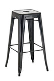 CLP Tabouret de Bar Joshua - Tabouret de Bar Industriel Empilable et Robuste - Repose-Pied Structure à 4 Pieds - Hauteur Siège 77 cm - Couleurs, Couleurs:Noir