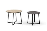 LIFA LIVING Table Basse Ronde Bois et métal Noir, Lot de 2 Tables gigognes scandinaves Hauteur 50 cm et 40 cm, Table d'appoint Industrielle pour Salon