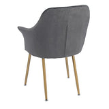 DORAFAIR Fauteuil en Tissu Velours Rétro, Fauteuil rembourré pour Salle à Manger Salon Mobilier Moderne de Bureau,Velours avec Pattes en Métal en Finition Spray Gold,Gris
