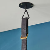 MOB-IN Kit penderie Suspendue Effet Cuir - Barre Portant Dressing sous Plafond 1 m + Lanière Ceinture Simili Cuir - VIKY