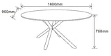 Casa Vital MELISANA Table à manger ovale Noir mat avec motif marbré 160 x 90 x 76 cm Charge maximale 50 kg
