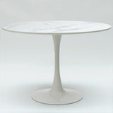Produce Shop Table ronde 120 cm effet marbre restaurant salle à manger Tulip Murmar 120 - Blanc