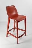 Mahi Mahi Tabouret de bar design moderne en polypropylène coloré, hauteur 76 cm, MMPPBR2, rouge rouille, lot de 2 tabourets
