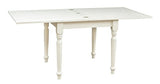 Biscottini Table Extensible à Livre en Bois Massif de Tilleul - Style Country - Structure et Plateau Blanc Vieilli L 90 x P 90 x H 80 cm