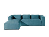 Lisa Design - Canapé d'angle Stella - Canapé 4 Places en Velours Côtelé - Style Contemporain - Fabriqué en Europe - Gauche, Bleu Canard