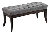 CLP Banquette Elégante Ramses en Tissu I Assise avec Coutures Décoratives I Banc Design avec Pieds en Bois Antique Sombre, Couleur:Gris, Taille:100 cm