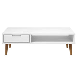puraday Table Basse Table Dappoint Salon 100x55x31 cm Bois de Pin Massif Petite Table D’Appoint Table Gigogne Design Table Basse Rangement Table A Manger Table Salon Blanc