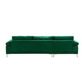 BHDesign Amanda - Canapé d'angle Moderne 5 Places - Tissu Velours - Coloris Vert
