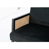 Amadeus Fauteuil Velours Noir et cannage, Unique