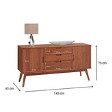 IDIMEX Buffet Tivoli Style scandinave Design Vintage Nordique Commode bahut vaisselier avec 3 tiroirs et 2 Portes battantes, en pin Massif lasuré Brun foncé