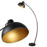 Osasy Lampadaire Arc, lampe à pied design rétro, Abat-jour réglable, 1x E27 max. 60 Watt, métal, en noir-doré,Lampadaires pour le salon, les salons,la lecture