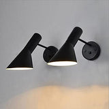 1 Light Applique murale moderne en métal noir et blanc avec abat-jour réglable pour chambre à coucher, café, bar, allée, lampe murale E27 (Blanc)