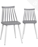 KAYELLES Lot de 2 chaises de Cuisine bistrot à barreaux BAO (Gris Blanc)