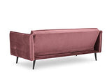 Canapé Velours Convertible, Canna, 3 Places, Rose, 225x100x85