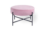 LIFA LIVING Pouf Rose Velours et Metal, Tabouret Rond Design, Repose Pied Moderne, Table Basse pour Chambre Salon, 55 x 55 x 35 cm