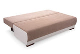 MEUBLO Canapé Convertible 3 Places Tissu + Simili Cuir Nisa (Beige) Canapé en lit Convertible avec Coffre de Rangement 3 Places Relax Droit - en Tissu