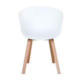 BenyLed Lot de 4 Chaises de Salle à Manger Scandinave Design Rétro Chaise D'appoint avec Pieds en Bois de Chêne et Assise en Polypropylène (Blanc)