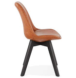 Alterego Chaise Design 'Niagara' Brune avec Pieds en Bois Noir