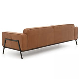 Oviala Canapé en Cuir 4 Places Camel