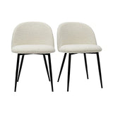 Miliboo Chaises en Tissu Effet Laine bouclée écru et métal Noir (Lot de 2) Celeste