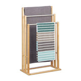 Relaxdays 10020983  Porte-serviettes sur pied 3 bras salle de bain bambou support valet serviteur HxlxP: 84 x 48 x 26 cm, nature