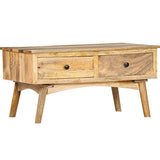 vidaXL Bois de Manguier Massif Table Basse Table d'Appoint avec 2 Tiroirs Table de Salon Table de Canapé Salle de Séjour Maison Intérieur 82x52x42 cm