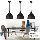 LED Moderne Simple Luminaire Suspension Vintage Rétro E27 Style Industriel en Métal DIY Installation pour éclairage Café Cuisine Salle à manger Salon (noir)