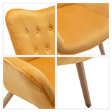 HollyHOME Fauteuil Chaise Scandinaves, Chaise Longue Relax en Velours avec Repose-Pieds, Fauteuil de Salon Chaise de Lecture pour Chambre à Coucher, Jaune
