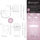 KESSER® Bistroset Set de 3 pièces table de bistrot avec 2 chaises pliantes - Ensemble de meubles de balcon - Meuble de jardin - Ensemble de meubles de jardin - En métal - Blanc