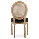 INTENSEDECO Lot de 4 chaises médaillon Louis XVI Cannage Rotin Tissu Noir