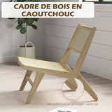 HOMCOM Fauteuil de Salon Relax, Fauteuil Lounge, Design bohème, Structure Bois d'hévéa, Dossier Assise cannage, Assise Profonde, Fauteuil Relax pour Salon/Chambre, Naturel