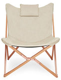 Suhu Chaise Longue Pliable Fauteuil Salon Relax Galette Chaises Pliante Exterieur Fauteuil Relaxation Design Pouf Fauteuils Butterfly Fauteuil Pliant Tissu en Bois De Jardin Plage Beige