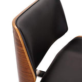 folk Style rétro Simili Cuir à Manger Chaise de Bureau en Bois Finitions Noyer (Noir Faux Cuir/Coussin de siège rectangulaire)