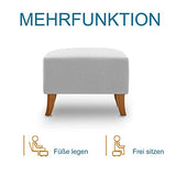 MCombo Fauteuil à Oreilles avec Tabouret + Coussin, Fauteuil TV, Fauteuil Relax, Fauteuil rembourré pour Salon, Tissu, 7266 (Gris)