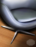 VOLERO' Shopping Online, Egg Chair, Fauteuil Suspendu, modèle Aphrodite, Rembourrage en Fibre de Verre, revêtement en Similicuir Rouge, Base en Aluminium rotative à 360 ° en métal argenté.