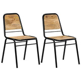 vidaXL 2X Bois de Manguier Chaise de Salle à Manger Chaise à Manger Cuisine