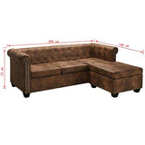 vidaXL Canapé Chesterfield en Forme de L Cuir Daim Synthétique Marron Sofa