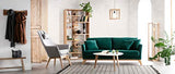 Canapé scandinave 3 Places Velours Bleu Nuit Pieds Bois Oslo