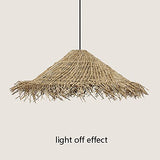 COBOTA Lustre Chapeau De Paille Rétro Industriel Suspension Rotin Chambre Pastorale Lustres Restaurant Ferme Abat-Jour Suspendu Couleur Primaire Irrégulière Plafonniers Couloir Rustiques 23.6in